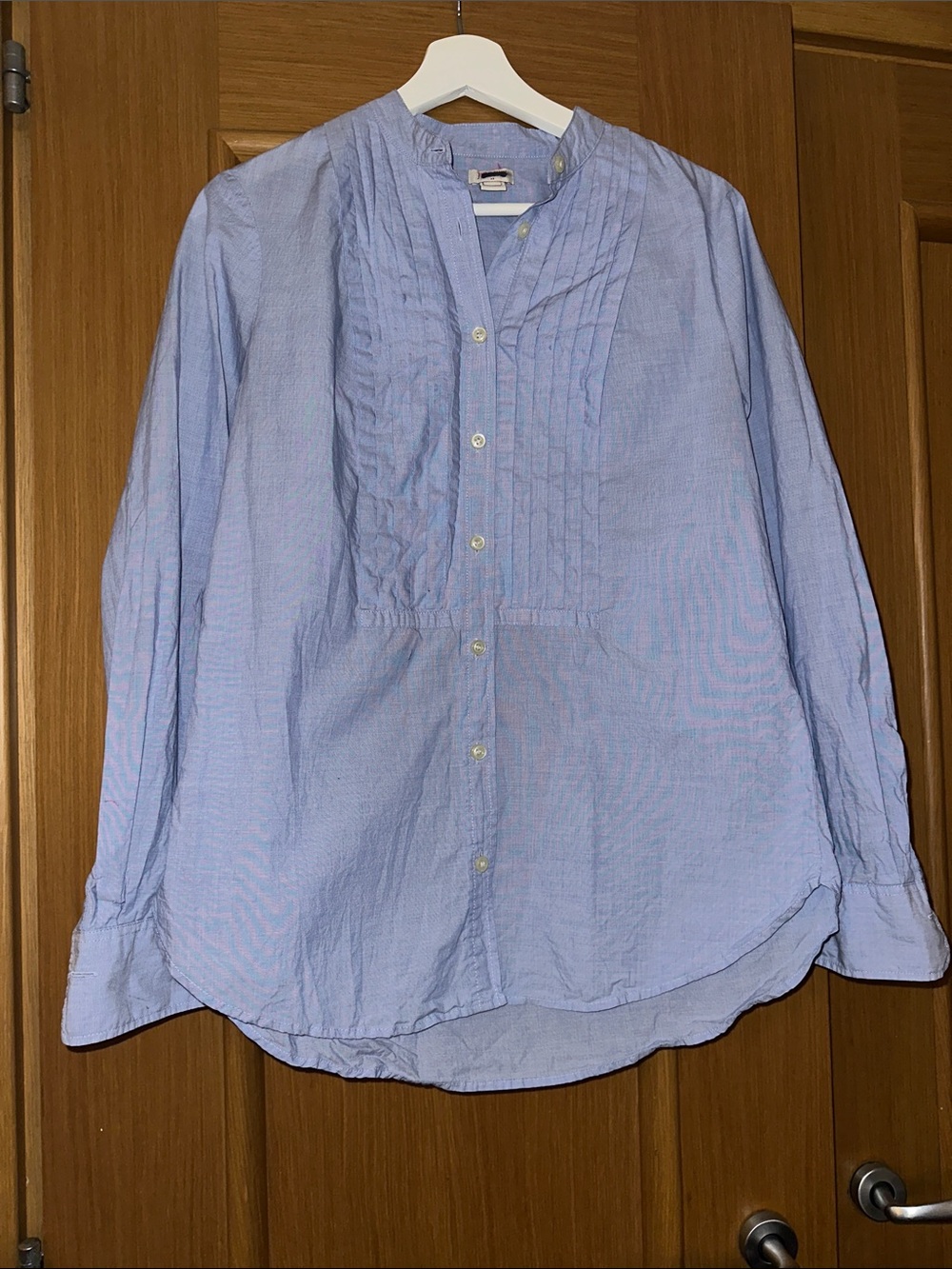 J. Crew Light Blue Pintuck Button-Down Blouse